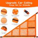 3 Handles Car Ceiling Cargo Net for Inside Car Roof,Interior Mesh Storage,Truck SUV Travel Long Road Trip Camping Interior Accessories 35.4"x25.6",Orange