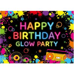 Peryiter 7x5 ft Neon Glow Party Backdrop Neon Birthday Party Background Glow in The Dark Happy Birthday Party Banner Graffiti Splash Paint Backdrop Decoration for Sleepover Party Supplies Photography