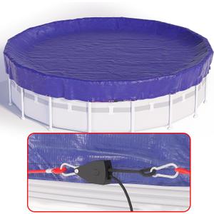 18 FT Round Pool Cover, [ 2025 Upgraded ] Above Ground Pool Cover, Heavy Duty Winter Pool Cover, Cold and UV Resistant, Cable and Pulley System