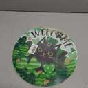 Welcome St. Patrick's Day Black Cat Front Door Sign, Shamrock Clover Top Hat Wood Door Hanger Outdoor Outside Porch Decor, Spring Gold Coins Irish Wooden Wreath Indoor Wall Hanging Decoration