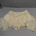 MakeMeChic Women's Boho Flowy Lace Mini Skirt Asymmetrical Ruched Ruffle Summer Festival Rave Fairy Skirts, XS