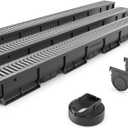 Vodaland - 3 Inch Easy 1 Premium Trench Drain Channel - Galvanized Stamped Steel Grating (Pack of 2)