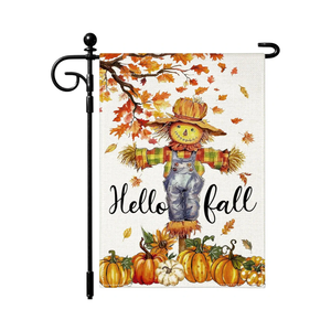 Artscope Fall Maple Leaves Scarecrow Pumpkin Garden Flag 12x18 Inch Double Sided, Thanksgiving Seasonal Outdoor Autumn Harvest Flag for Yard Farmhouse Holiday Decoration, Pack Of 4 