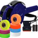 Perco Lite 1 Line Price Gun with Labels Kit - Includes 1 White Roll, 6 Multicolored Rolls, 2 Ink Rollers, 1 Ink roll and Labels Pre-Loaded