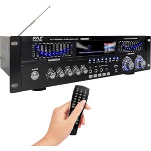 Pyle 6-Channel Bluetooth Hybrid Home Amplifier - 1600W Home Audio Rack Mount Stereo Power Amplifier Receiver w/ Radio, USB/AUX/RCA/MIC, HD/OPT/COAX, AC-3, DVD Inputs, Dual 10 Band EQ - PREA90WBT