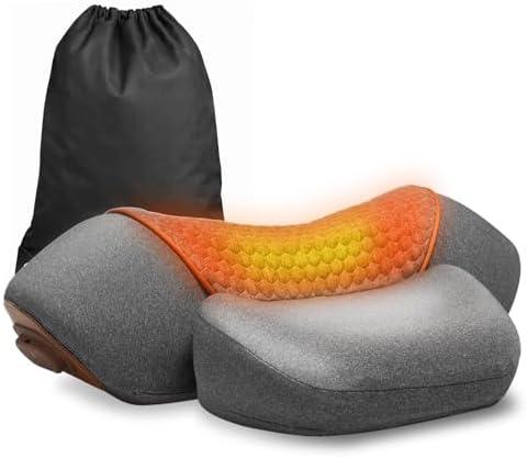 3-in-1 Neck Massager for Pain Relief Deep Tissue with Heat, Portable Memory Foam Cervical Massager Pillow with Traction for Neck Hump Comfort & Shoulder Relaxation at Home/Office/Travel (Corded)