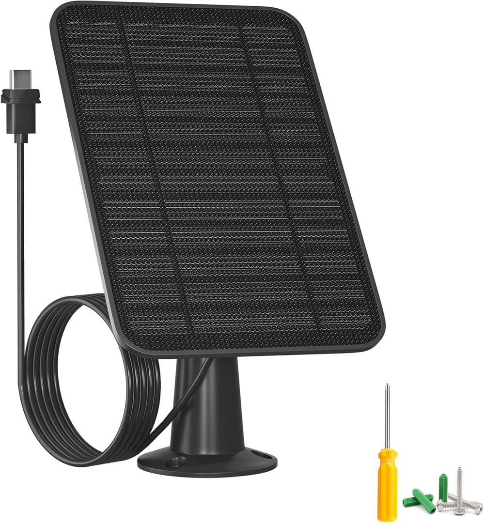 5W Solar Panel for Blink Camera Outdoor, Solar Panel Charger with Battery Compatible with New Blink Outdoor 4 (4th Gen) Camera, with 13.1ft Cable, IP65 Weatherproof, Includes Secure Wall Mount, 1 Pack