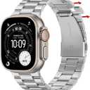 No Tool Needed Bands Compatible with Apple Watch Band 49mm 46mm 45mm 44mm 42mm for Men Women, Detachable Metal Strap for iWatch Ultra 3/2/1 Series 11 10 9 8 7 6-1, SE (Silver)