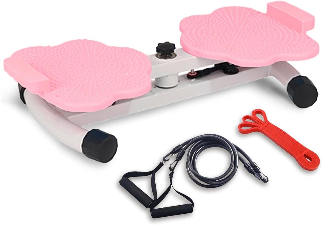 Waist Twister Board With Resistance Band - 360 Rotating Waist Twisting Machine For Core Workout Abdominal Fat Loss, Noiseless Ab Twister Machine, 330 Lbs Weight Capacity Gym Equipment (Pink)