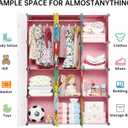 MAGINELS Children Wardrobe Kid Dresser Cute Baby Portable Closet Bedroom Armoire Clothes Hanging Storage Rack Cube Organizer,(Pink, 8 Cube & 2 Rod)