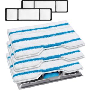 KEEPOW Reusable Mop Replacement Pads, Mop Pads Refills Compatible with Shark Vac Mop VM252 VM200 VC205 VM250 /QM250 VM190 VM200P12, Hardwood Floor Mop Pad with Upgraded Dirt Chamber (1+2+3 Pads)