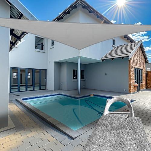 Triangle 32' x 32' x 32' Gray Sun Shade Sail Canopy Awning for Patio Backyard Lawn Garden Outdoor Activities Grade UV Block Mesh Netting