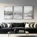 SAFERRYHOME Abstract Textured Wall Art, Modern Landscape Artwork, 24"x36"x3, 24"x36"x3 Panels