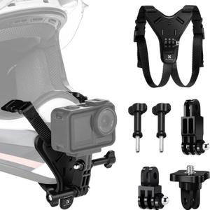 K&F Concept Upgrade Action Camera Motorcycle Dirt Bike Helmet Chin Strap Mount, Helmet Holder Mounting Attachment Compatible with GoPro Hero 13/12/11/10/9/8/DJI Osmo Action 5Pro/4/3/Insta360 X5/X4/X3