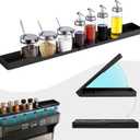 2 x Silicone Over The Stove Shelf, 30 Inch Magnetic Stove Top Organizer - No Drill Space Saving Storage Rack for Spices & Kitchen Utensils, Perfect for Small Kitchen & Apartments （Black）