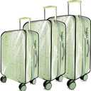 3 Pieces Thicken Clear Luggage Cover Protector, 20" 24" 28" PVC Luggage Covers for Suitcase Waterproof Dustproof Anti-scratch Travel Suitcase Covers Case for Wheeled Luggage (Clear-Black Frame)