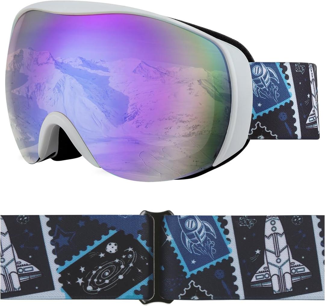 OTG Kids Ski Goggles Kids Snowboard Goggles for Boys Girls Toddler Youth Kid Snow Goggles Anti-Fog UV400 Protection (Airplane - Vlt 17.64%)
