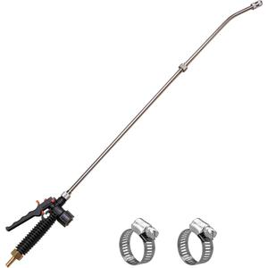 36 Inches Replacement Sprayer Wand,Adjustable Universal Sprayer Wand with 3/8" Brass Barb, Stainless Steel Replacement Sprayer Wand with Shut off Valve & 2 Hose Clamps