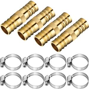 Zhengmy 12 Pcs Hose Repair Connectors with Claps Brass Garden Hose Repair Kit Fitting(3/8-1/2 Inch)