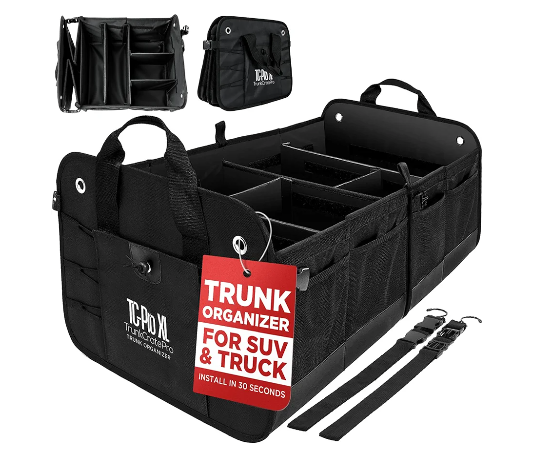 TRUNKCRATEPRO XL Premium SUV, Truck, Car Trunk Organizer With Expandable Compartments - Lightweight Foldable Cargo Organizer
