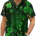Cqinnifu Mens St Patricks Day Shirt,Short Sleeve St Patricks Day Hawaiian Shirts for Men (XXL)
