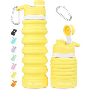 Collapsible Water Bottle, 26oz Silicone Foldable Water Bottles Leakproof BPA Free Travel Water Bottles with Carabiner, Portable Sport Water Bottles for Camping,Hiking Outdoor Indoor Sport