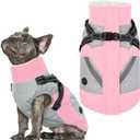 IECOii Dog Winter Coat Waterproof - Pink, Medium - Dog Coat with Harness Built in for Medium Dogs, Thermal Warm Fleece Lined with Zip Up Cold Weather Jacket, Reflective Snowsuit for Outdoor Hiking (Medium(Chest:20.9 in))