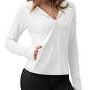 AVGO UV Protection Shirts for Women Light Athletic Jacket, Sun Shirt Long Sleeve Cover Up Clothing with Zipper Pocket (White, Large) (White, L)