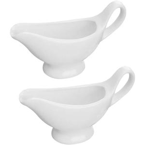Amosfun 2Pcs 3 Oz Gravy Boats Ceramic Sauce Pitcher Saucier Boats with Handle for Condiments Soy Sauce Serving in Kitchen and Dining 6.10 X 3.54 X 1.96 Inch