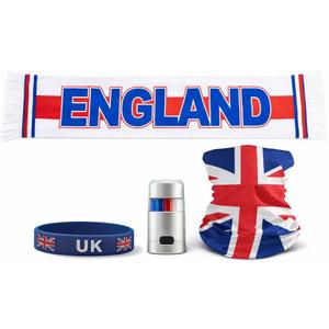 SIFRIMANIA England Team 4 Piece Fan Set Fleece Scarf Multifunction Bandana Silicone Bracelet and Face Paint Soccer Accessories for International Football Event Game Day