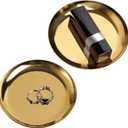 2 Pack Gold Tray 4 inch Stainless Steel Small Golden Decorative Jewelry Gold Dishes Small Round Tray Candle Plate