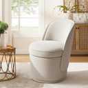 MALOL Swivel Accent Chair, 360° Swivel Chair with Hidden Storage, Modern Small Barrel Swivel Armchair for Living Room/Bedroom, Beige