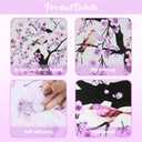 Lilac Wall Decoration Large Cherry Blossom Tree Wall Stickers, 4 Sheets Spring Purple Flower Bird Wall Decals Peel and Stick Wall Murals Decor for Living Room Bedroom (Purple, 11.8 * 35.4inch)