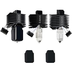 HzdaDeve Upgraded 3PK 0.2MM 0.4MM 0.6MM P1S/P1P Hotend Hot End Full Assembly Print Head Hardened Steel Nozzle Extruder Ceramic High Temperature Sensor Thermistor Kit Replacement for Bambu Lab P1S P1P