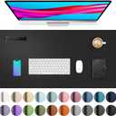 Aothia Non-Slip Waterproof PU Leather Desk Pad Protector for Mouse, Writing Desk, Office, Home, Laptop Blotter, 23.6" x 13.7", Black