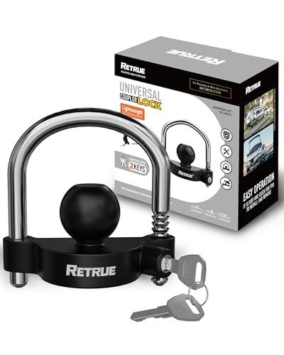 RETRUE Universal Coupler Lock Trailer Locks Ball Hitch Trailer Hitch Lock Adjustable Security Heavy-Duty Steel fits 1-7/8 Inch, 2 Inch, 2-5/16 Inch Couplers, Black
