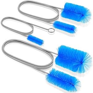 EVOULTES 66" Flexible Drain Brush Tool with Large Brush Head and Double Elastic Nylon Ends, Stainless Steel Long Tube Cleaning Brushes for Kitchen, Sink, Drain Pipe and Long Pipe Cleaning