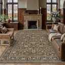 Brown Area Rug 9x12 Vintage Floral Distressed