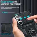 LeYi for Samsung Galaxy S25-FE Case: Samsung S25FE Case with 2 PCS Screen Protector, Slide Camera Cover & Magnetic Stand, Military-Grade Active Outdoor Daily Protection Funda Samsung S 25 FE, Black