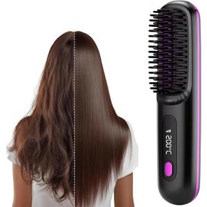 2026 Upgraded Go Brush - Pro for Short Hair - Cordless Straightening Brush with Fast Heat, 3 Temperature Settings, Ionic & Ceramic Care, USB-C Rechargeable for Frizz-Free Styling (Black)