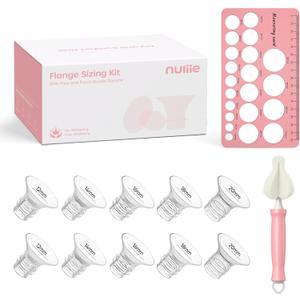 Nuliie 3-in-1 Flange Sizing Kit 12/14/16/18/20mm for 24mm Flange/Shield of Most Pumps, 10PCS Silicone Flange Inserts to Boost Pumping Efficiency & Comfort, BPA-Free Pump Essential for Moms