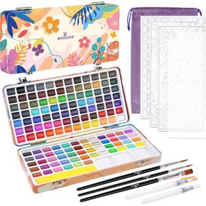 138 Colors Watercolor Paint Set, Travel Watercolor Set with Mini Palette, Brushes, and Watercolor Sheets– Non-Toxic, High-Pigment Art Supplies for Artists, Amateur Hobbyists and Painting Lovers, 1 Count