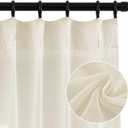Pinch Pleated Curtains 2 Panels, Linen Textured Semi Sheer Curtain 84 Inches Long Back Tab Light Filtering Voile Window Drapes for Living Room, Bedroom and Farmhouse, 40 Inch x 84 Inch Ivory