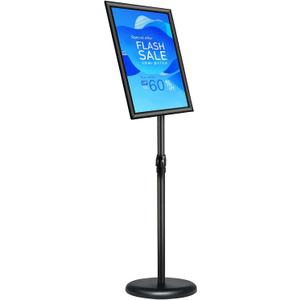 Sign Stand Adjustable for Floor Standing, Vertical and Horizontal Display with Heavy-Duty Base, Aluminum Alloy Opening Closing Frame (11 x 17 Black)