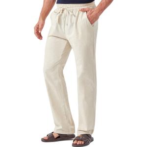 Zylioo 33"/35" Inseam Tall Linen Pants, Extra Long Pants for Men, Wide Leg Summer Pants for Men Lightweight Casual (XX-Large Tall, Beige-new)