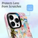 for iPhone 13 Case, Coastal Life Pattern with Tropical Collage, Military-Grade Drop Protection, Pink Paradise Soft Slim TPU Protective Cover with Camera Protection for Women & Girls