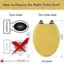 Angol Shiold Glitter Toilet Seat Molded Wood Elongated Toilet Seat with Quietly Close and Quick Release Hinges, Easy to Clean also Easy to Install (Elongated 18.5'', Yellow)