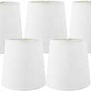MERIVILLE Set of 5 Off White Linen Clip On Chandelier Lamp Shades, 4-inch by 5-inch by 5-inch