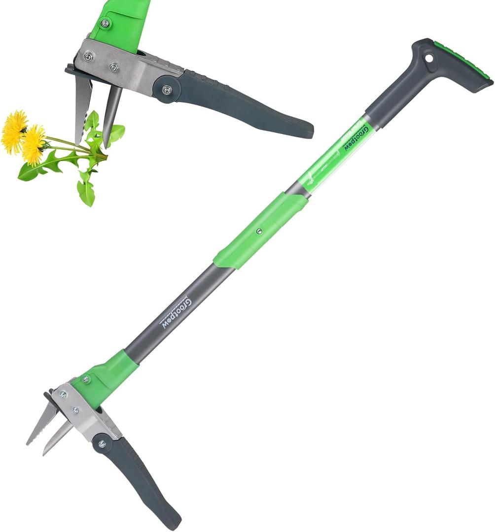 Grootpow WP5 Apex Weeder, Lightweight Weed Puller Tool for Women, Weeding Remover Tool with 3-Claw Stainless Steel, 39-inch Ergonomic Handle, Easily Remove Weeds Without Bending or Kneeling