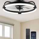 Ensenior Ceiling Fans with Lights and Remote, 20'' Low Profile Ceiling Fan Flush Mount, APP Control, 6 Speed, 3CCT, Quiet Reversible DC Motor, Dimmable Modern Ceiling Fan with Light for Bedroom, Black